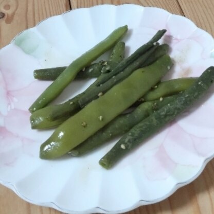 インゲンをいただいたので、お弁当にごま和え作りました☘️ちょっと長いですが(汗)切ってから入れます〜いただくの楽しみです♥今日も暑くなりそうですね⤴️良い1日を